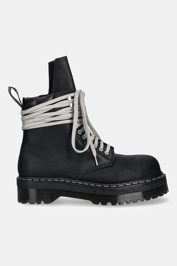 Rick Owens DRKSHDW leather hiking boots x Dr. Martens Quad Sole Steel Toe Boot DM02E6813.9001 black AW25