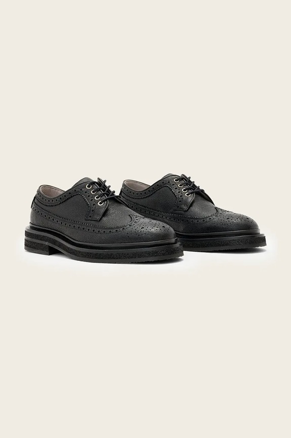 Kožené poltopánky AllSaints Escher Brogue M047FD čierna AW25