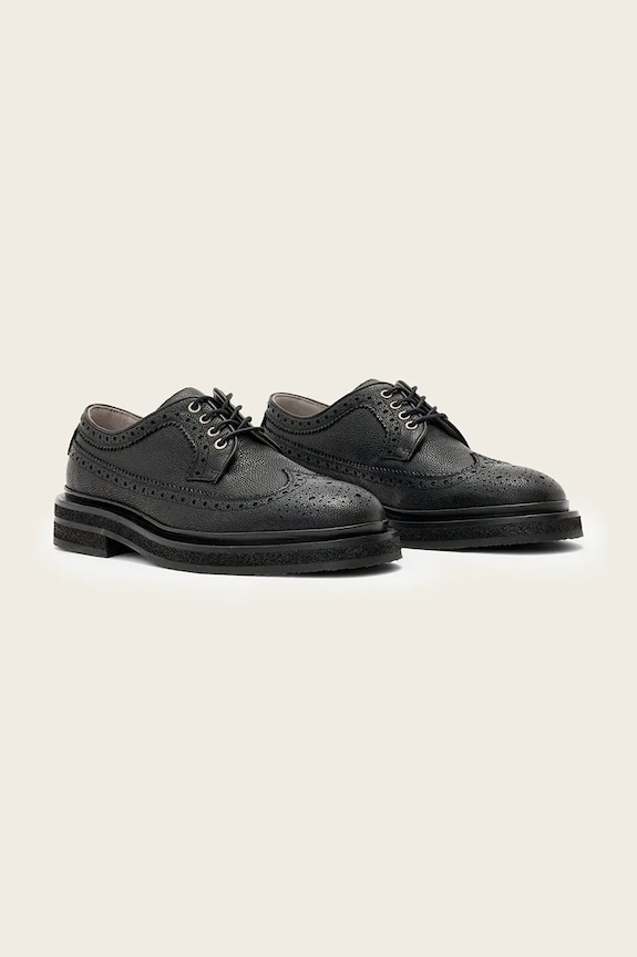 Kožené poltopánky AllSaints Escher Brogue M047FD čierna AW25