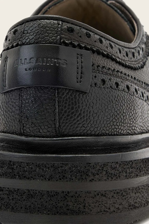 Kožené poltopánky AllSaints Escher Brogue čierna M047FD