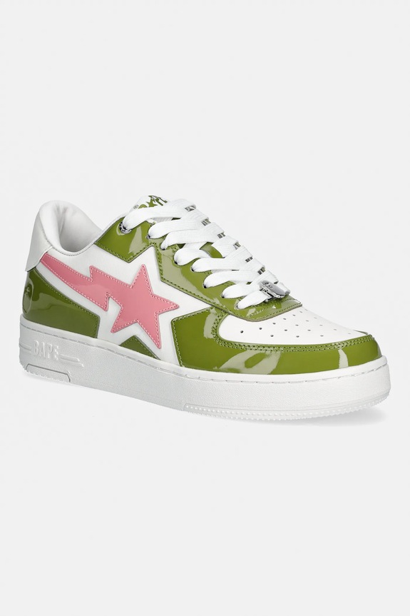 A Bathing Ape leather sneakers BAPE STA ICON #2 patent leather green 001FWL301307M