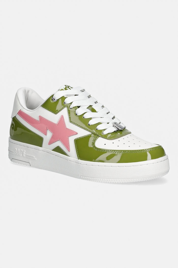 A Bathing Ape leather sneakers BAPE STA ICON #2 patent leather green 001FWL301307M