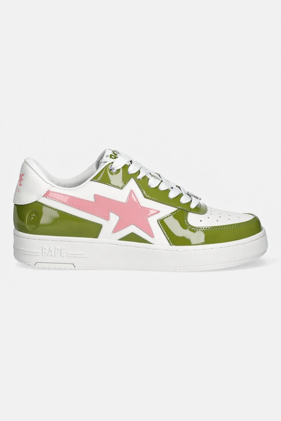 A Bathing Ape leather sneakers BAPE STA ICON #2 001FWL301307M green AW25