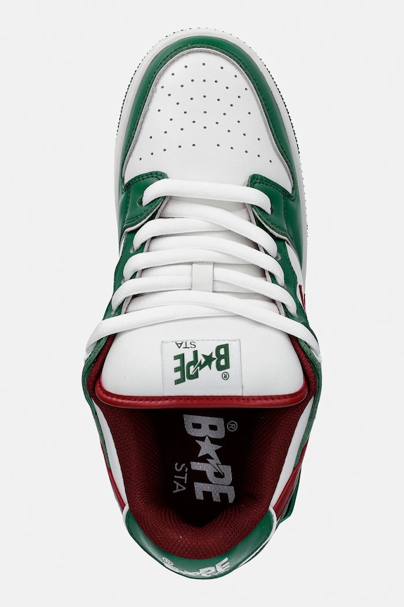 Кожаные кроссовки A Bathing Ape NEW BAPE SK8 STA #1 зелёный 001FWL301311M
