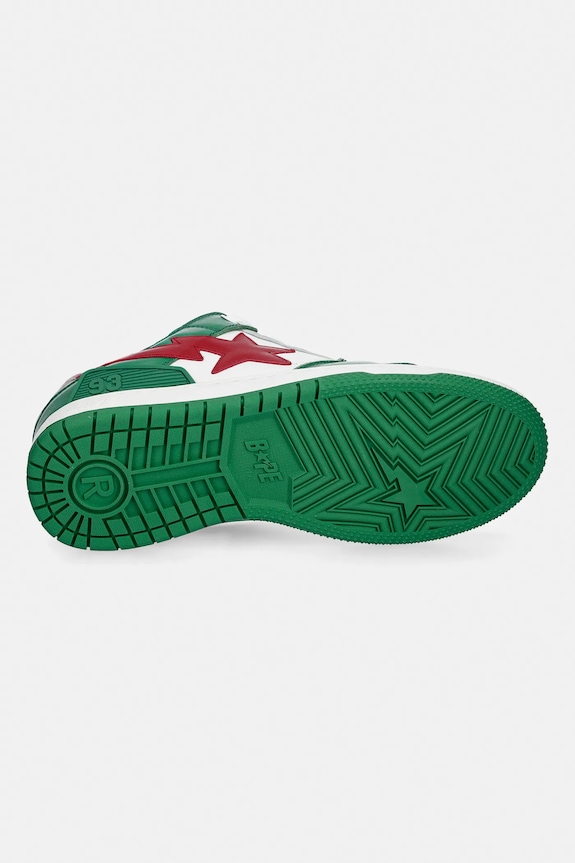 Кожаные кроссовки A Bathing Ape NEW BAPE SK8 STA #1 001FWL301311M зелёный