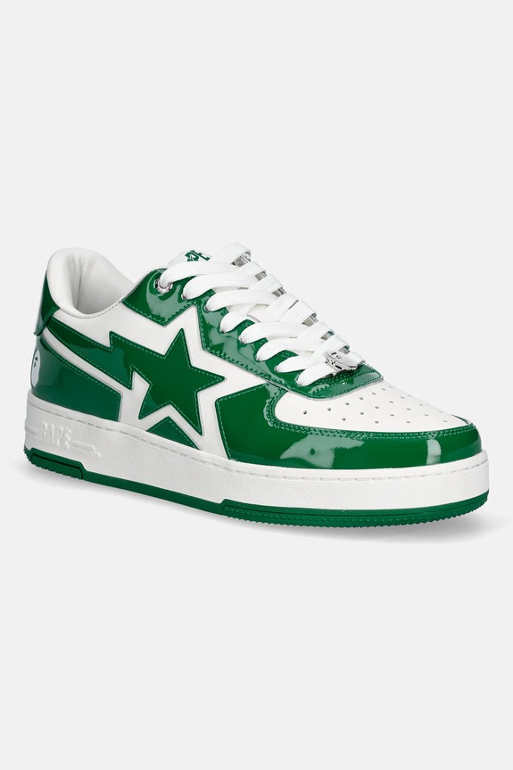 A Bathing Ape leather sneakers BAPE STA ICON #1 patent leather green 001FWL801305M