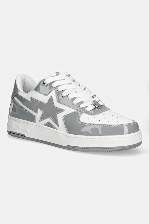 A Bathing Ape leather sneakers BAPE STA ICON #1 patent leather gray 001FWL801305M