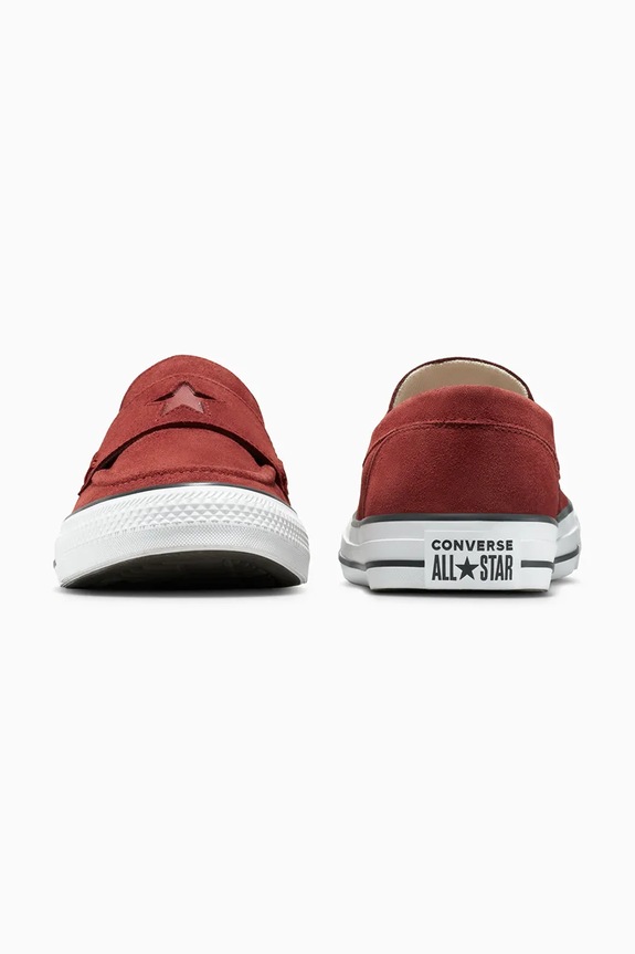 Încălțăminte Converse mocasini din piele întoarsă Chuck Taylor All Star Loafer A15597C rosu