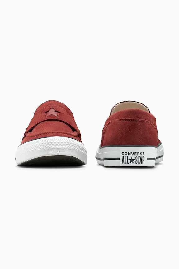 Încălțăminte Converse mocasini din piele întoarsă Chuck Taylor All Star Loafer A15597C rosu