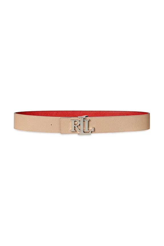 Lauren Ralph Lauren pasek skórzany 412974559 pomarańczowy AW25