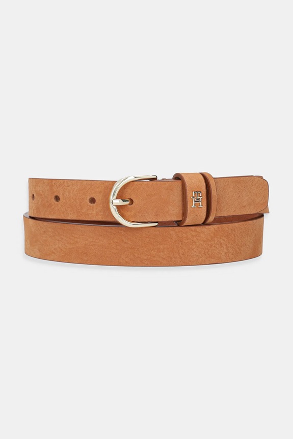 Tommy Hilfiger pasek skórzany skóra zamszowa brązowy AW0AW17930