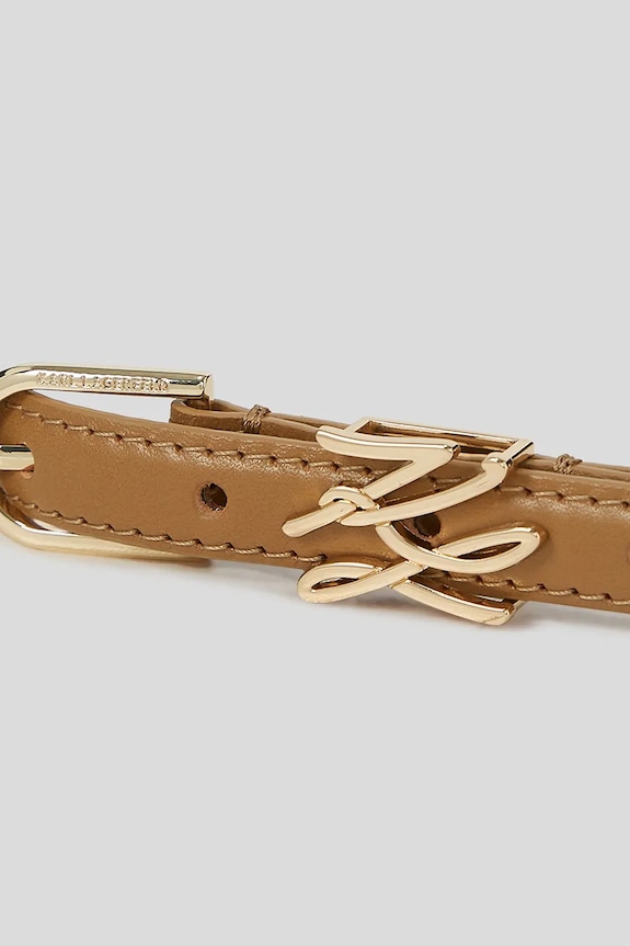 Δερμάτινη ζώνη Karl Lagerfeld K/AUTOGRAPH καφέ A3W33037