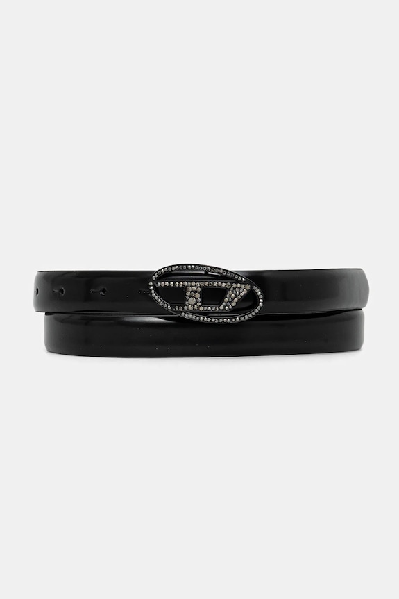 Diesel cintura in pelle OVAL D LOGO B-1DR STRASS 20 nero X09972.P6958