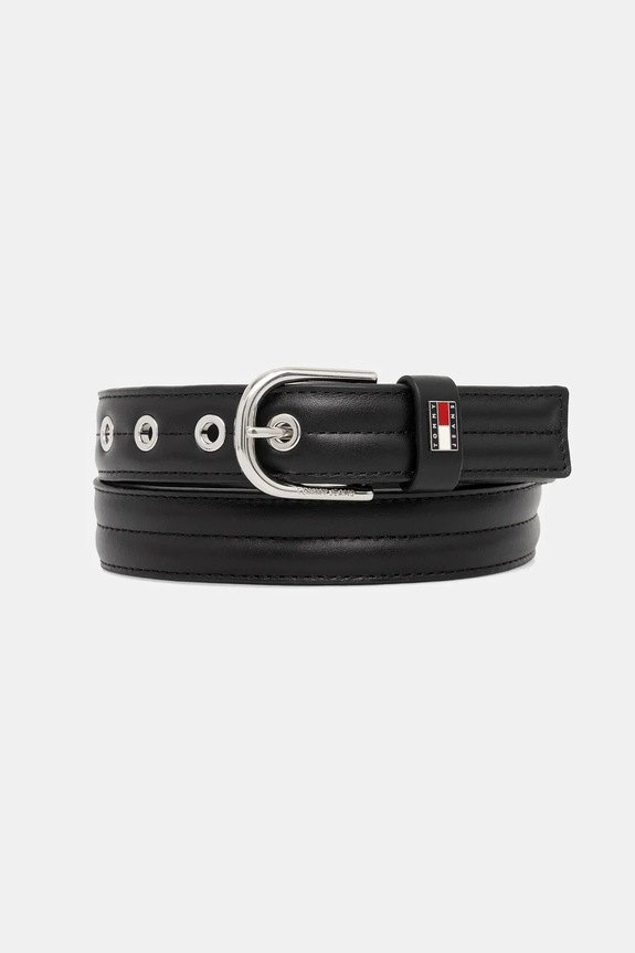 Kožený opasok Tommy Jeans čierna AW0AW17915