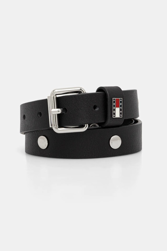 Kožený opasok Tommy Jeans čierna AW0AW17916