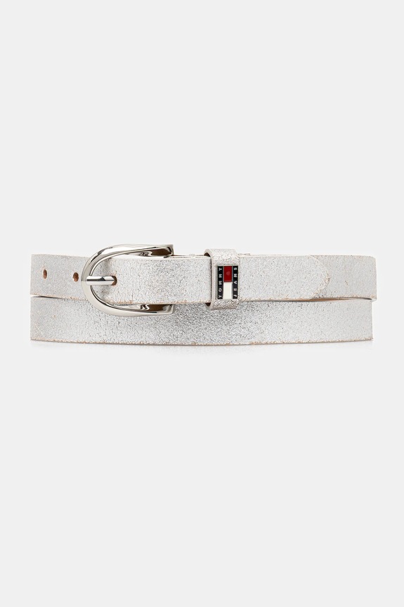 Kožený pásek Tommy Jeans stříbrná AW0AW17917