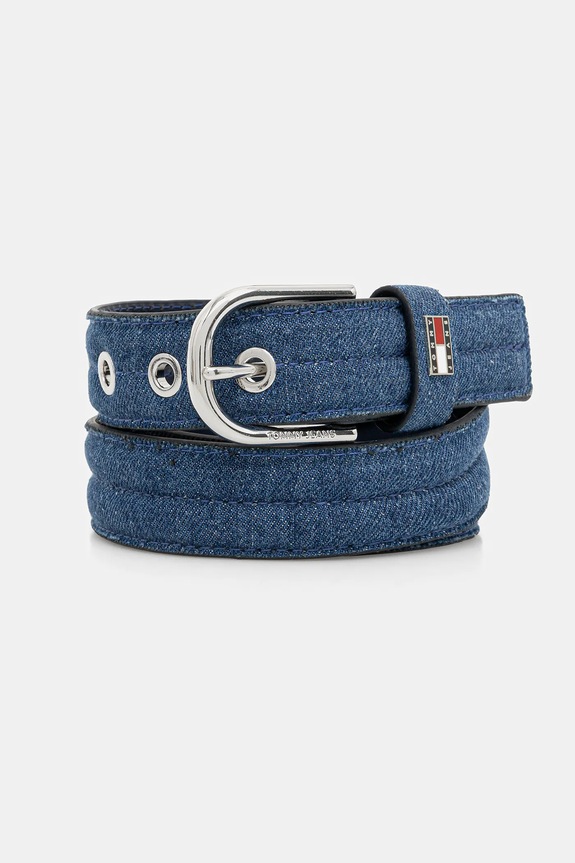 Opasok Tommy Jeans usňová koža tmavomodrá AW0AW18046