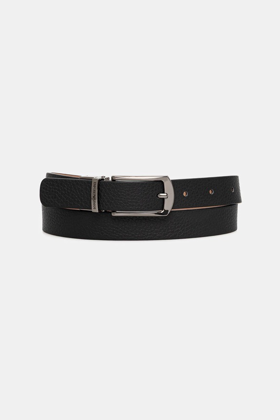 Kožený pásek Emporio Armani imitace kůže černá EW002020.AF20109