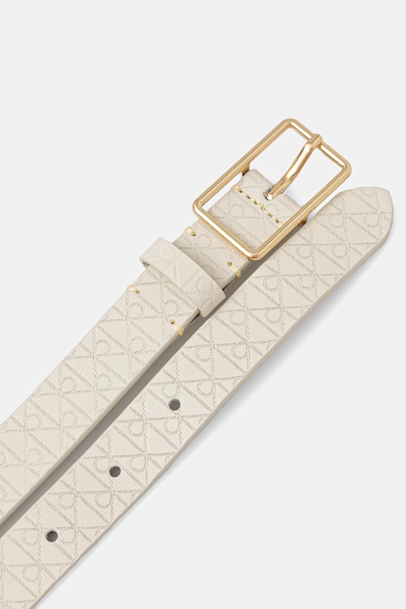 Kožni remen Calvin Klein LV04F7049G bež SS26