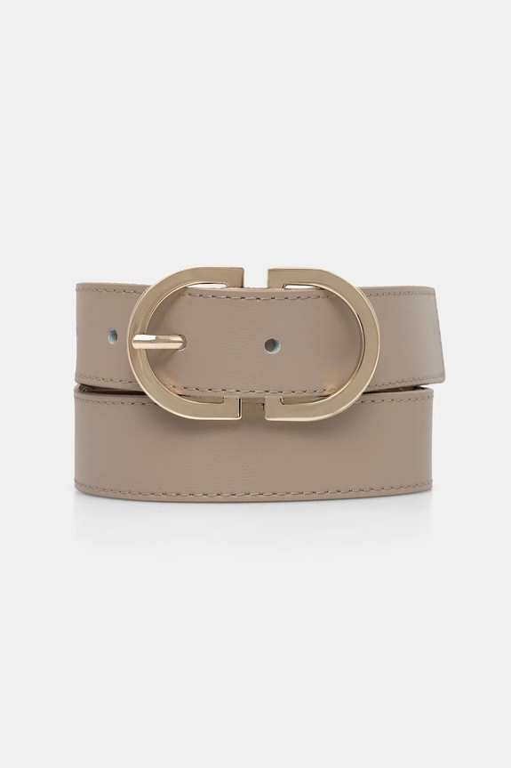 Tommy Hilfiger pasek skórzany beżowy AW0AW17972