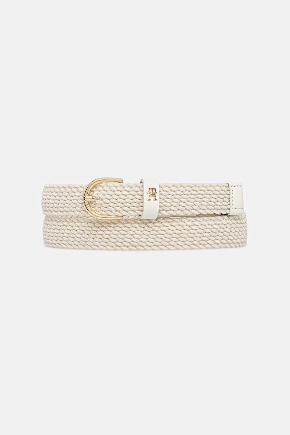 Tommy Hilfiger pasek pleciony damski beżowy AW0AW17973