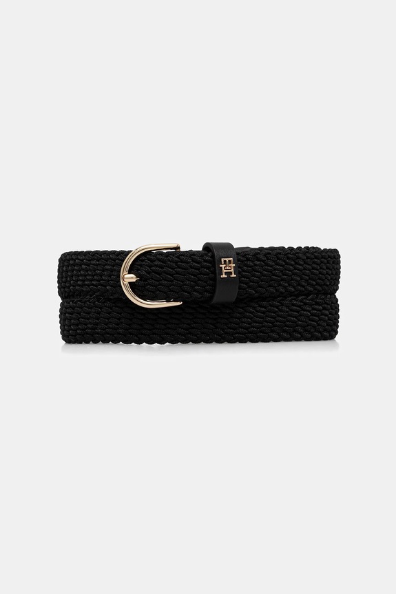 Tommy Hilfiger pasek pleciony damski tekstylny czarny AW0AW17973