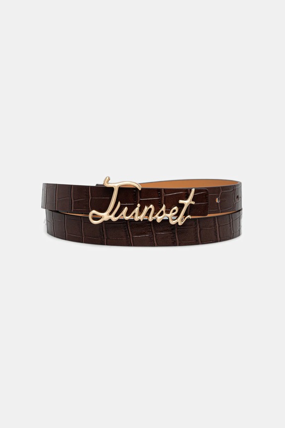 Twinset cintura finta pelle fiore marrone 252TA4520