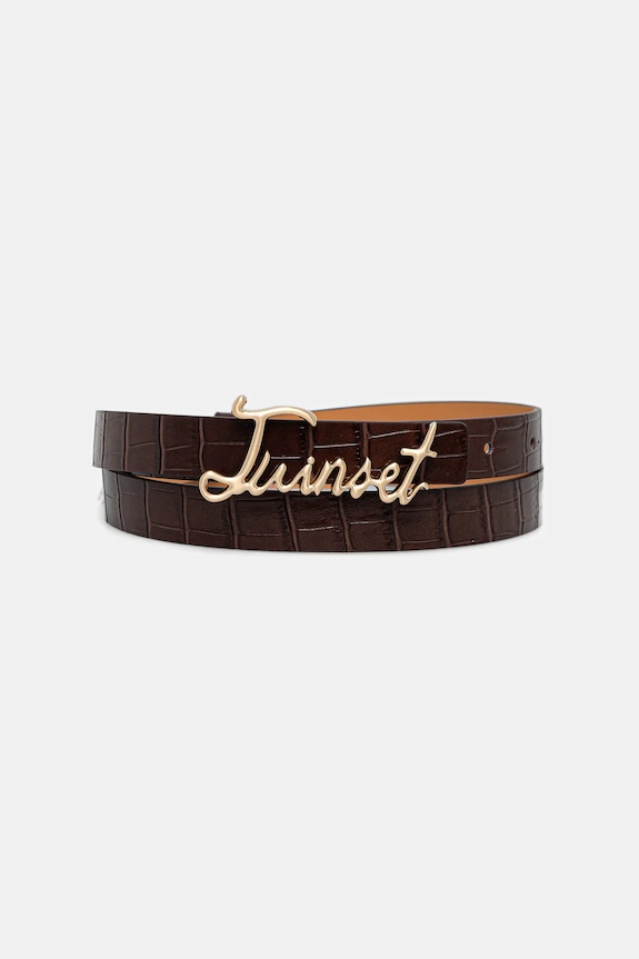Twinset cintura finta pelle fiore marrone 252TA4520