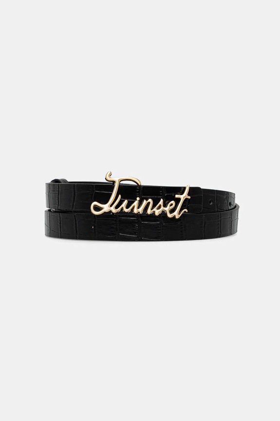 Twinset cintura finta pelle fiore nero 252TA4520