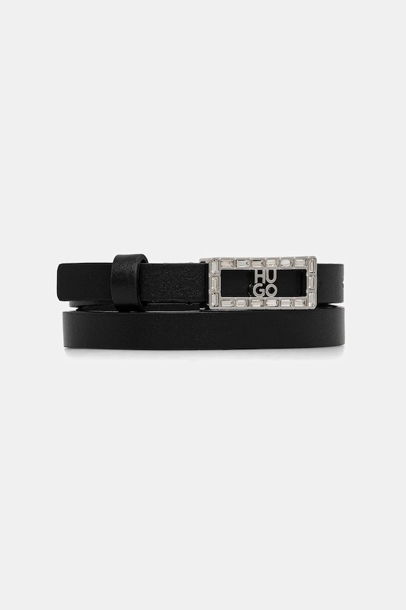 Kožený opasok HUGO Vida-Diamond čierna 50554098