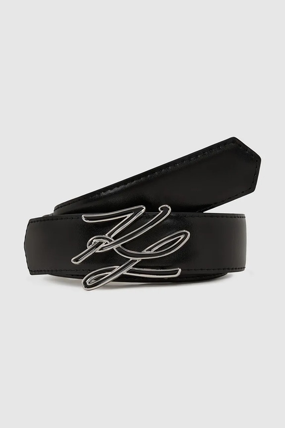 Dvostrani kožni remen Karl Lagerfeld K/AUTOGRAPH crna A4W33022