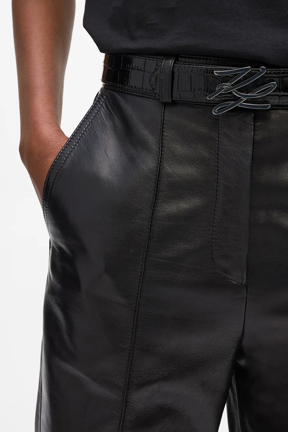 Dvostrani kožni remen Karl Lagerfeld K/AUTOGRAPH A4W33023 crna