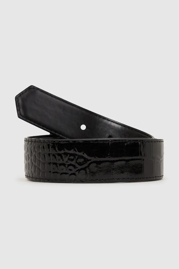 Dvostrani kožni remen Karl Lagerfeld K/AUTOGRAPH A4W33023 crna AW25