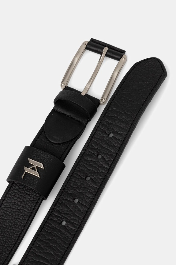 Δερμάτινη ζώνη Karl Lagerfeld 554451.815300 μαύρο AW25