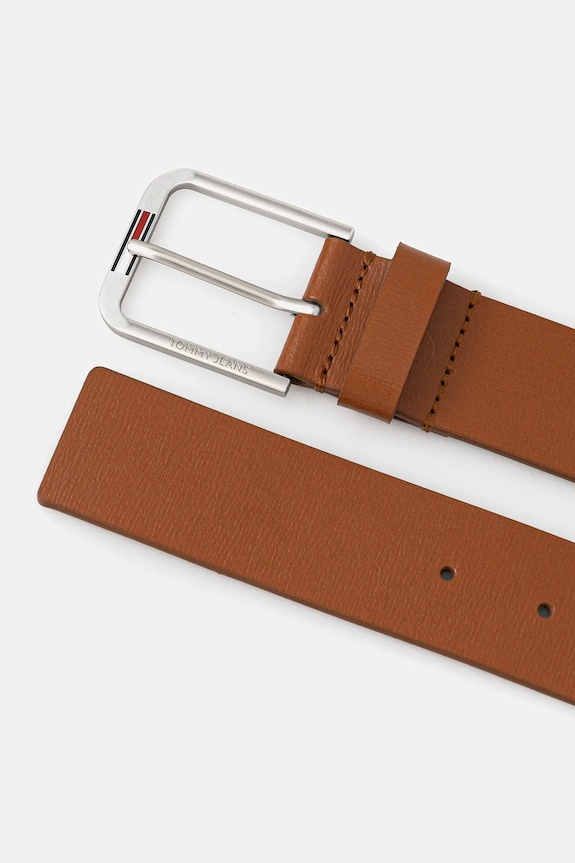 Δερμάτινη ζώνη Tommy Jeans AM0AM13690 καφέ AW25