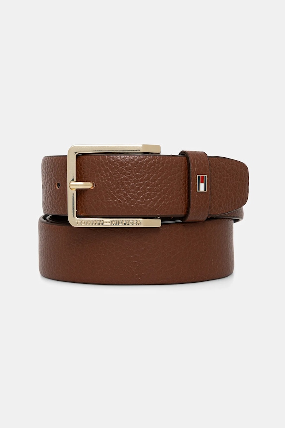 Tommy Hilfiger curea de piele maro AM0AM13756