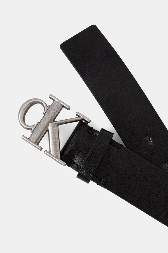 Kožený opasok Calvin Klein LV04D7016G čierna NC25