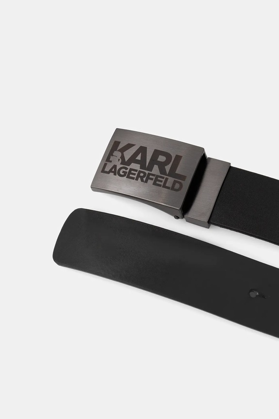 Δερμάτινη ζώνη Karl Lagerfeld 554437.815300 μαύρο AW25
