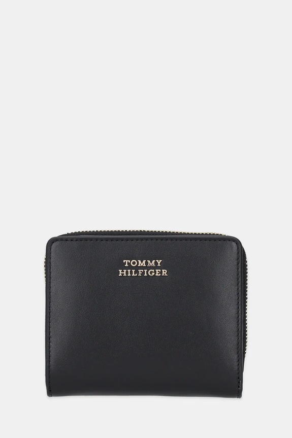 Kožená peňaženka Tommy Hilfiger usňová koža čierna AW0AW17499