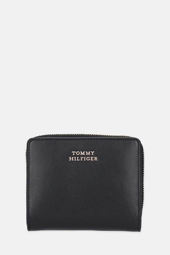 Kožená peňaženka Tommy Hilfiger usňová koža čierna AW0AW17499