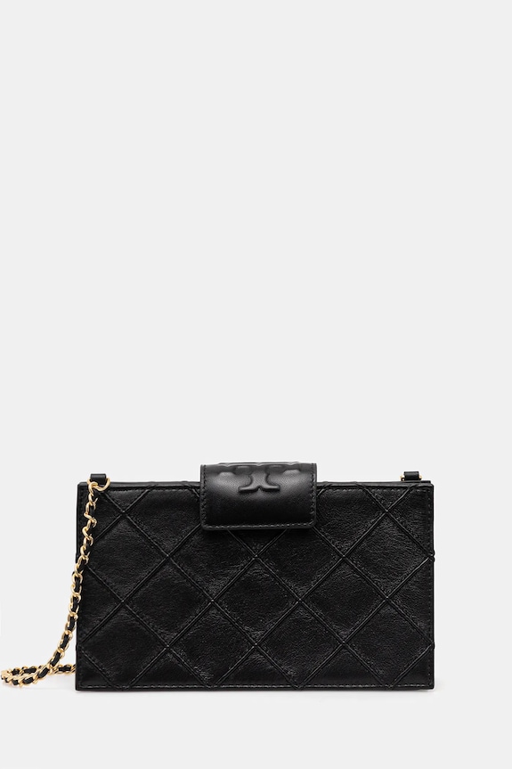 Tory Burch borsa a mano in pelle Fleming pelle fiore nero 167250.001