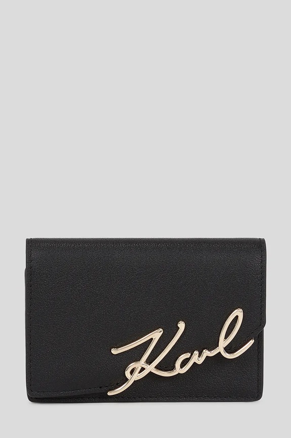 Kožená peňaženka Karl Lagerfeld K/SIGNATURE usňová koža čierna A3W32018