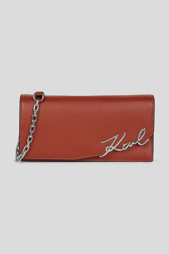 Kožená peňaženka Karl Lagerfeld K/SIGNATURE usňová koža červená A3W32021