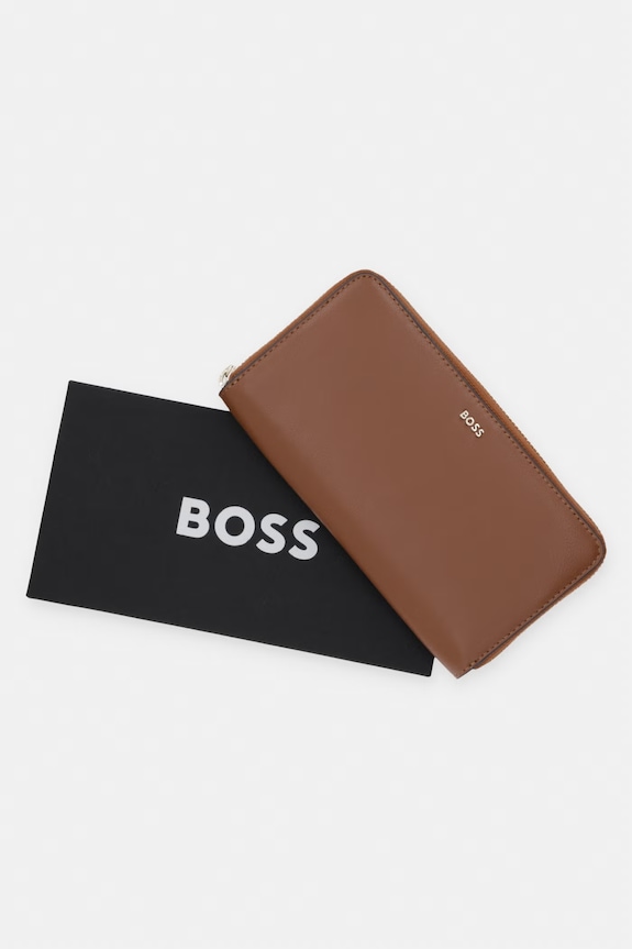 BOSS portfel damski skórzany NUMAH Ziparound 50548208 brązowy