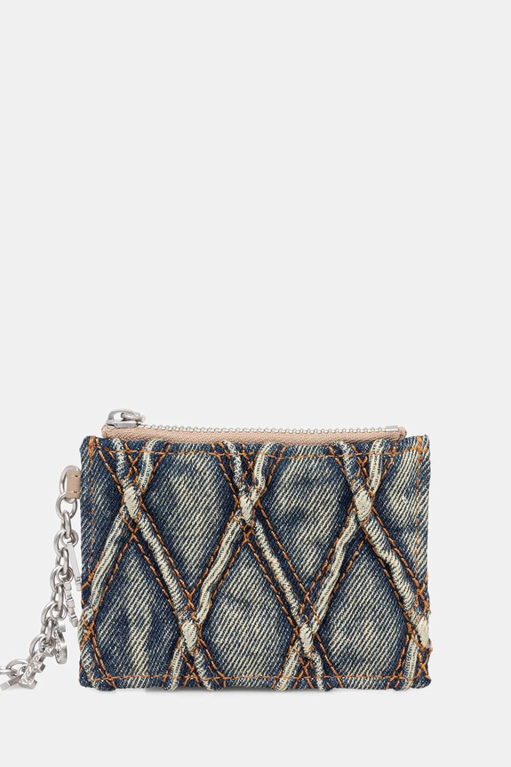 Peňaženka Diesel CHARM-D CARD HOLDER WITH CHAIN vzorovaný modrá X10417.P5570