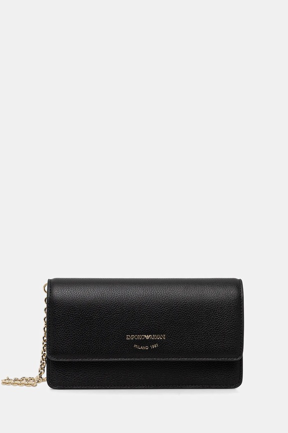 Kožená listová kabelka Emporio Armani usňová koža čierna EW003036.AF19568