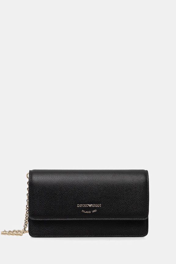 Kožená listová kabelka Emporio Armani usňová koža čierna EW003036.AF19568