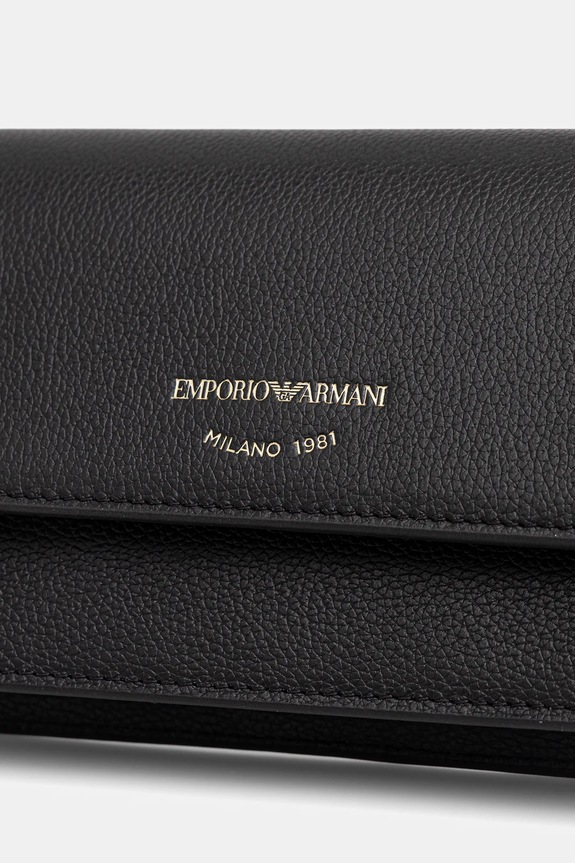 Kožená listová kabelka Emporio Armani čierna EW003036.AF19568