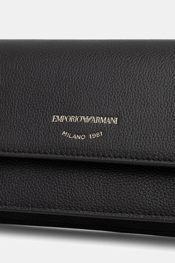 Kožená listová kabelka Emporio Armani čierna EW003036.AF19568