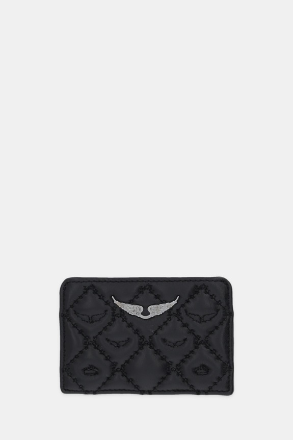 ZADIG&VOLTAIRE etui na karty skórzane aplikacja czarny LWSG03689